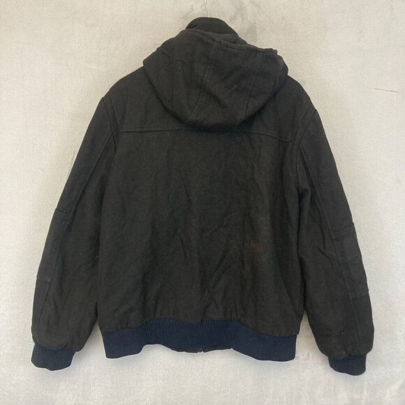 Steve Madden Mens Heavyweight Wool Jacket XL Black Zip & Toggle Coat Y2K Style - Picture 5 of 16